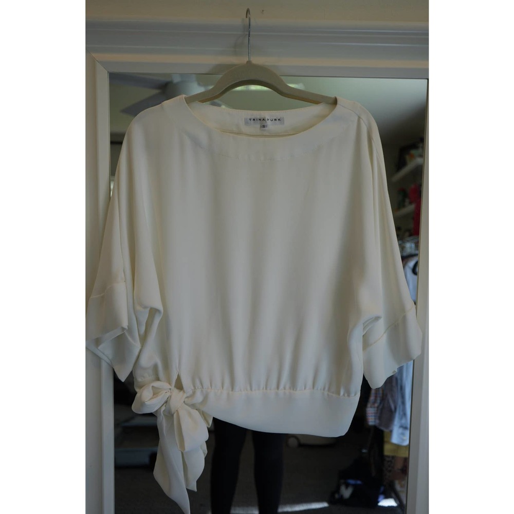 White Trina Turk Tie Blouse Size S